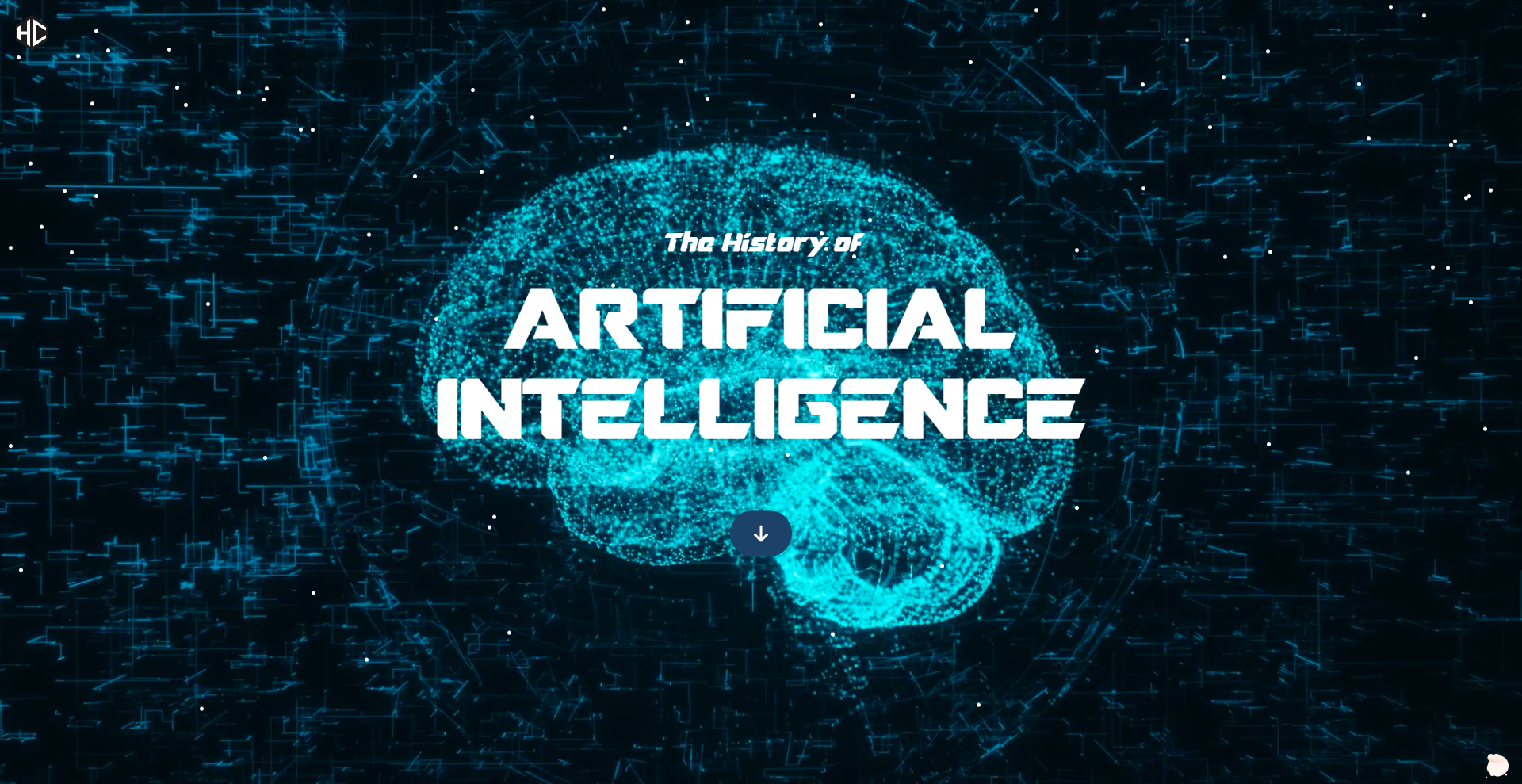 The landing page of an interactive website about the history of artficial intelligence